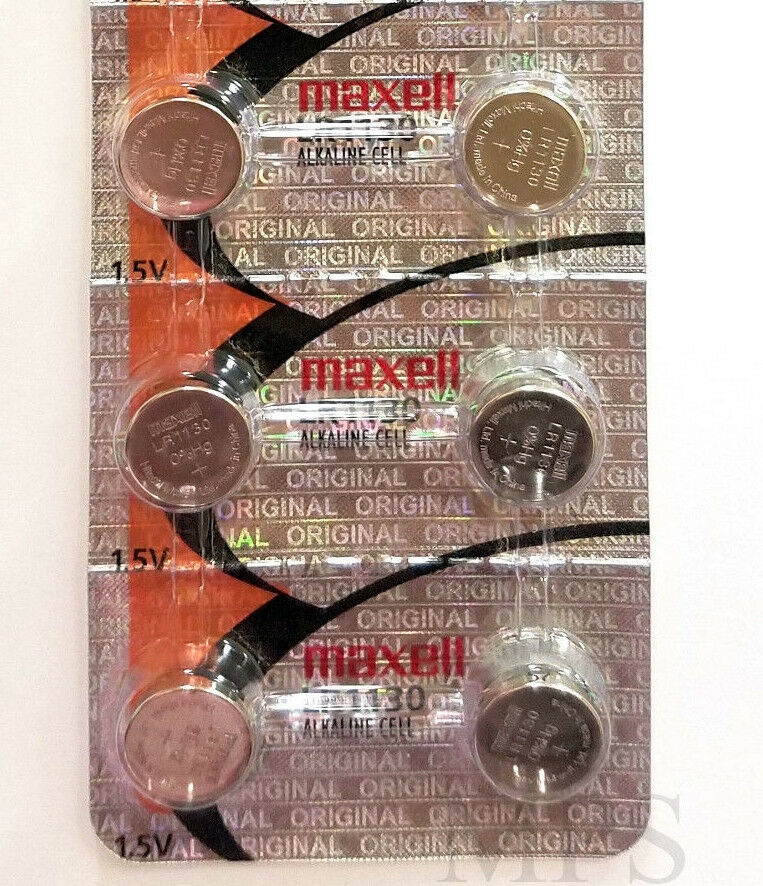 (6 piece) LR1130 Maxell 189 389 LR54 SR1130SW AG10 New Alkaline Battery