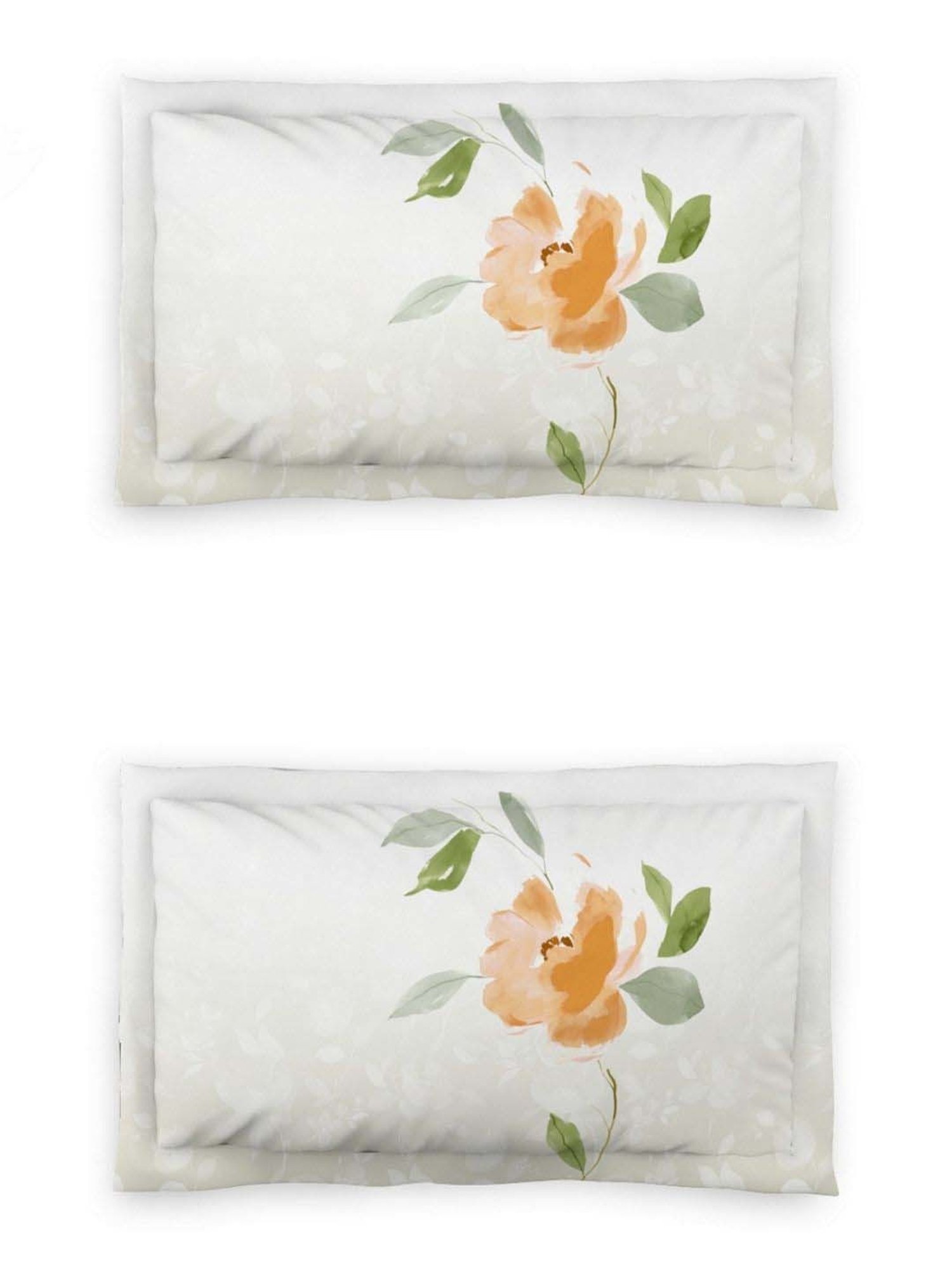 DDecor Syrah Floral Orange Cotton 136 TC Double Bedsheet With 2 Pillow Covers