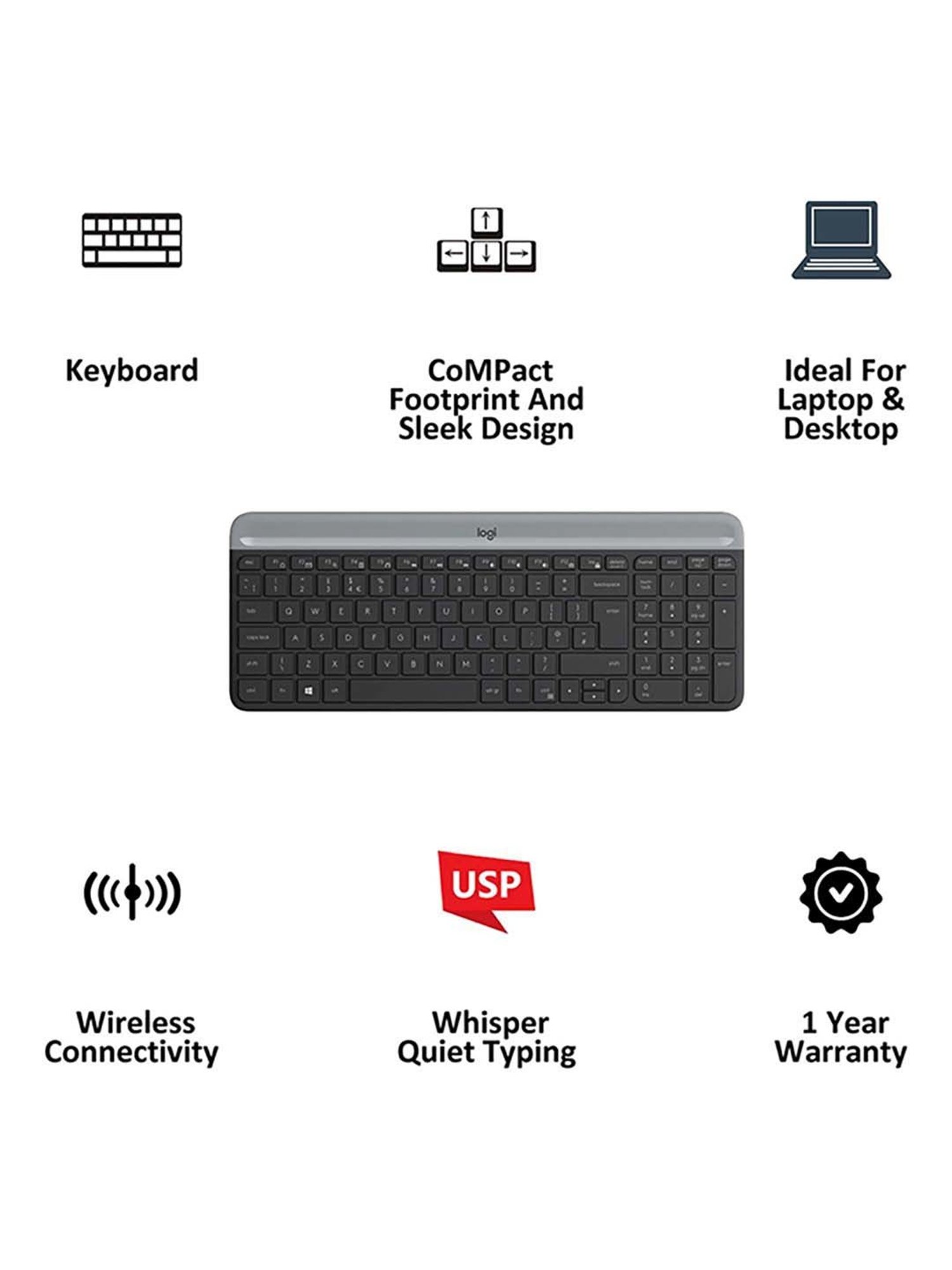 Logitech K580 920-009210 Wireless Keyboard (Black)