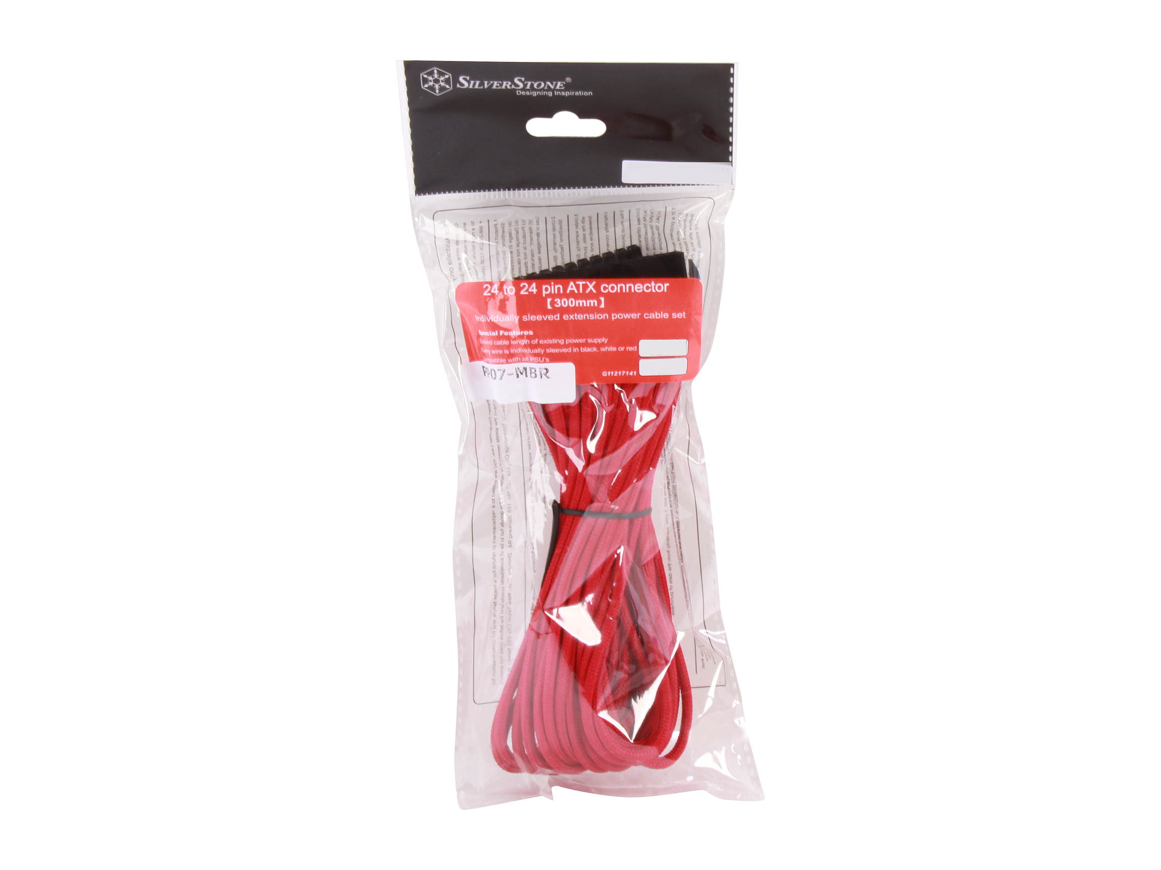 Silverstone PP07-MBBR Motherboard 24pin Connector Sleeved Extension Power Supply Cable