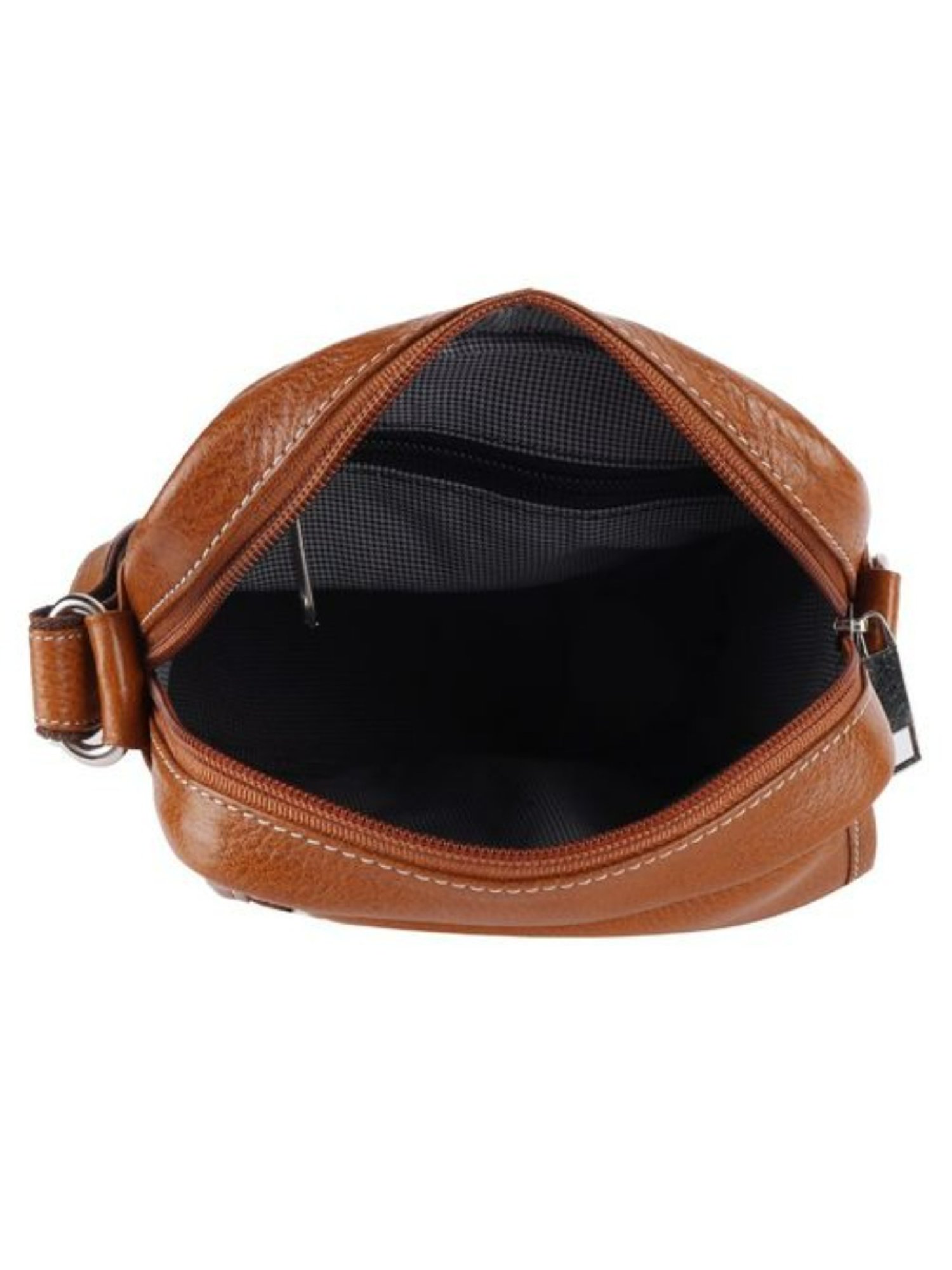 HiLEDER Tan Textured Medium Leather 7.5 inch Cross Body Bag