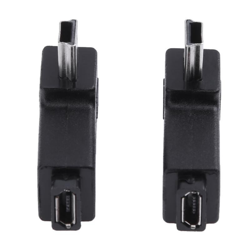 2pcs 90 Degree Micro USB Female to Mini USB Male Adapter Connector Black Right and Left 90 Degree Adapter Set