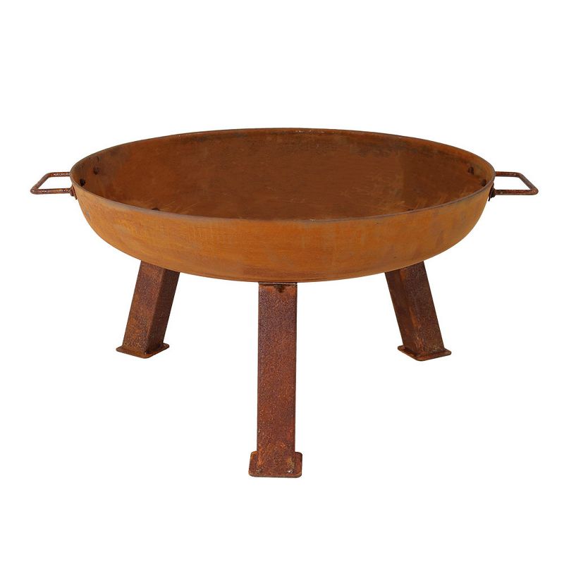 Sunnydaze Outdoor Camping or Backyard Portable Round Cast Iron Rustic Fire Pit Bowl with Handles - 24" - Oxidized Rust