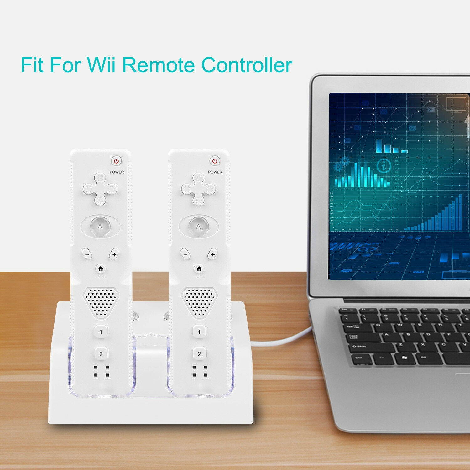 Quad Gamepad Charger Charging Dock w/ 2800mAh Batteries For Nintendo Wii Remote