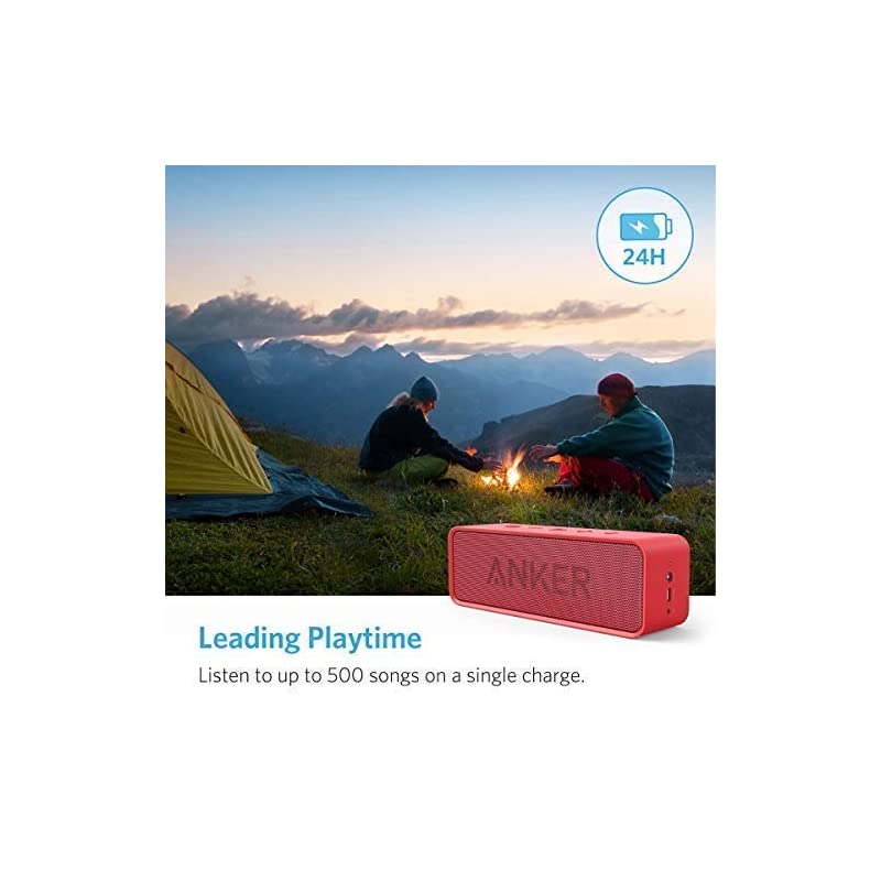 Soundcore 24Hour Playtime Bluetooth Speaker with 10W Limited Output Stereo Sound Rich Bass 66 ft Bluetooth Range Builtin Mic Portable Wireless Speaker for iPhone Samsung and More Red