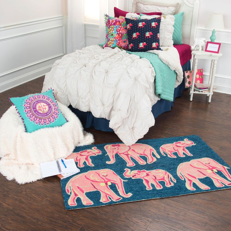 2'6"X4' Tufted Elephants Accent Rug Blue - Rizzy Home
