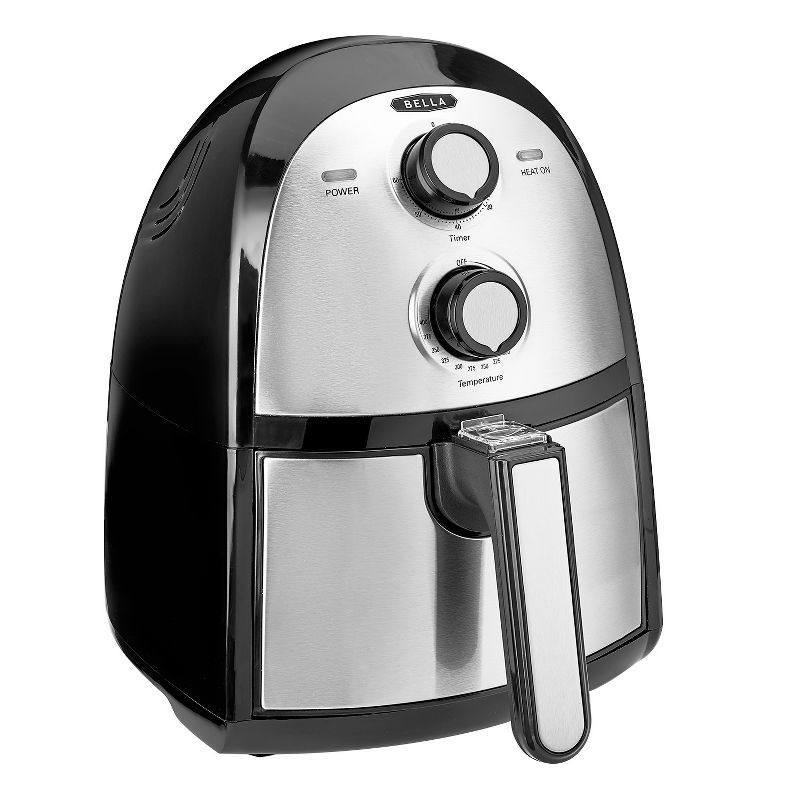 Bella 14752 Innovative Large 2.6 Quart Capacity High Powered 1500 Watt Circular Heat Technology Home Air Fryer, Stainless Steel