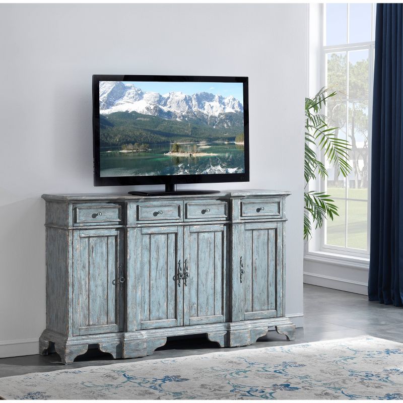 70" Bethany 4 Drawer and 4 Door Media Credenza for TV Blue - Treasure Trove Accents