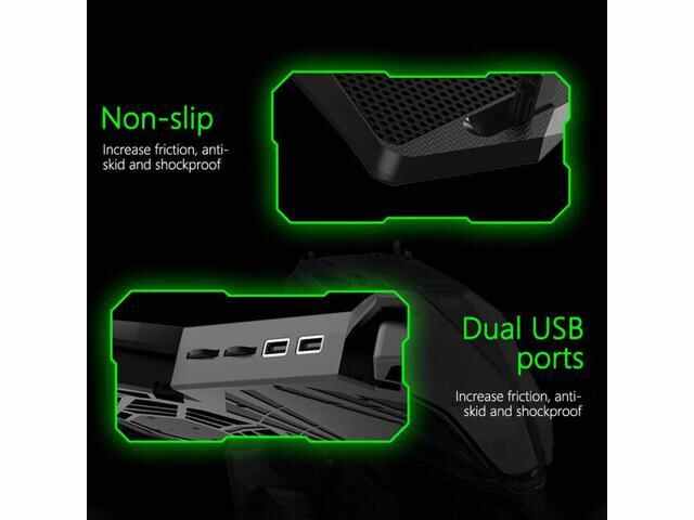 Laptop Cooling Pad, Laptop Cooler with 5 Quiet Red LED Fans for 12"-17" Inch Laptop, Dual USB 2.0 Ports, Portable Angle Adjustable Laptop Stand for Gaming Laptop-Green