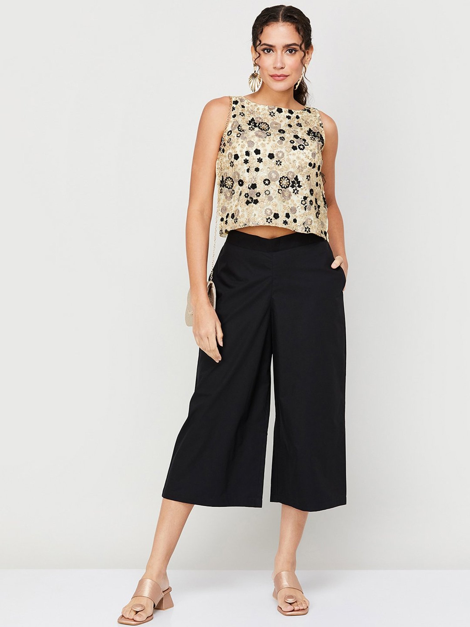 Melange by Lifestyle Black Regular Fit Culottes