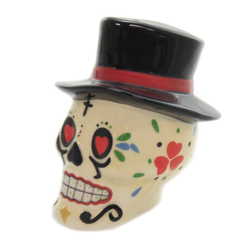 Tabletop 3.5" Day Of Dead Wedding Skulls S/2 Salt Pepper Shaker Sugar Skull Pacific Trading  -  Salt And Pepper Shaker Sets