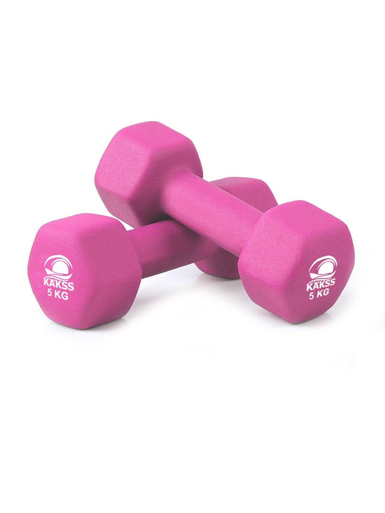 KAKSS Cast Iron Vinyl Coated Dumbbells (Pink) Size - 5KG