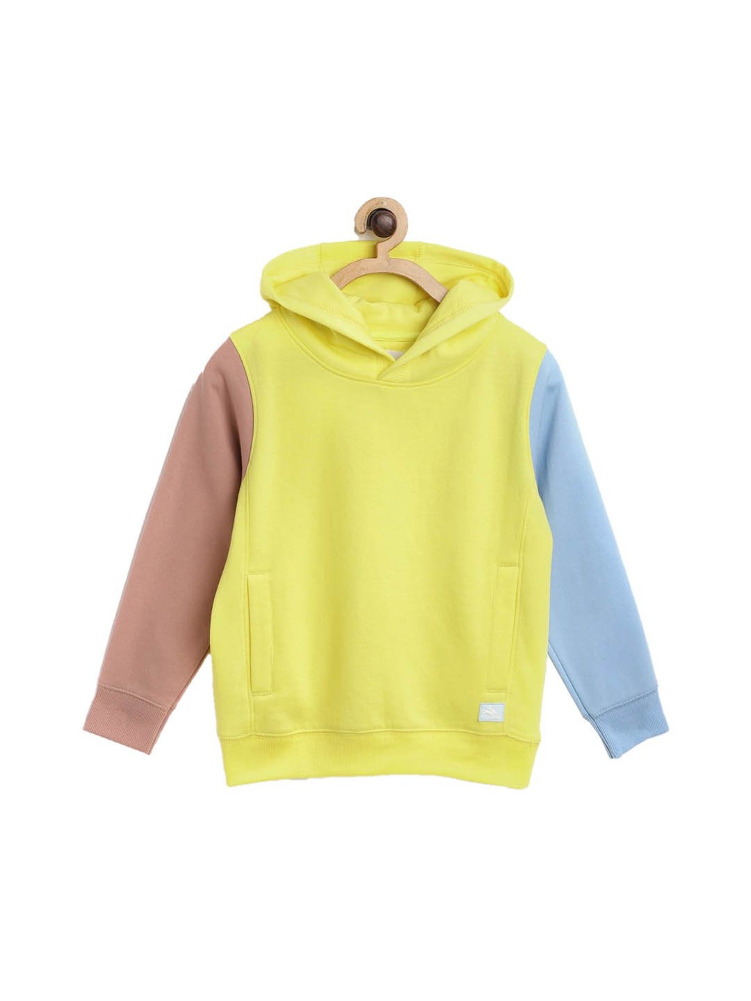 Cherry Crumble By Nitt Hyman Kids Yellow Solid Hoodie With Face Mask