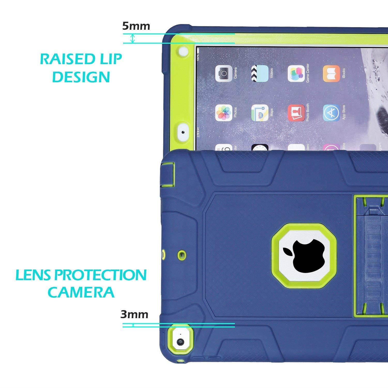 iPad 6th Generation Cases, iPad 2018 Case, iPad 9.7 Inch Case,Hybrid Shockproof Rugged Drop Protection Cover Built with Kickstand for New iPad 9.7 inch A1893/A1954/A1822,/A1823 (Navy)