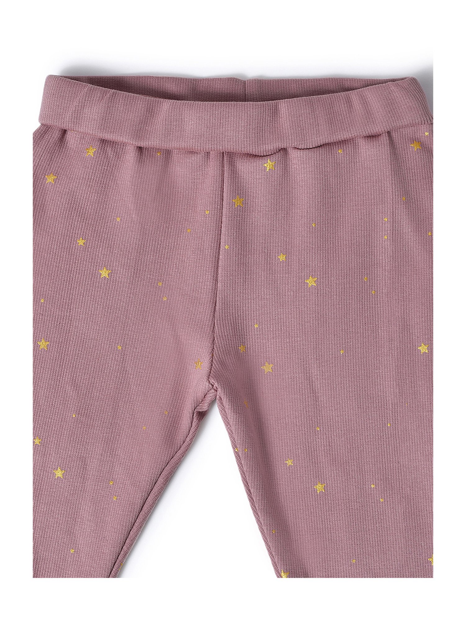 MiArcus Kids White & Pink Printed Full Sleeves Top with Pyjamas