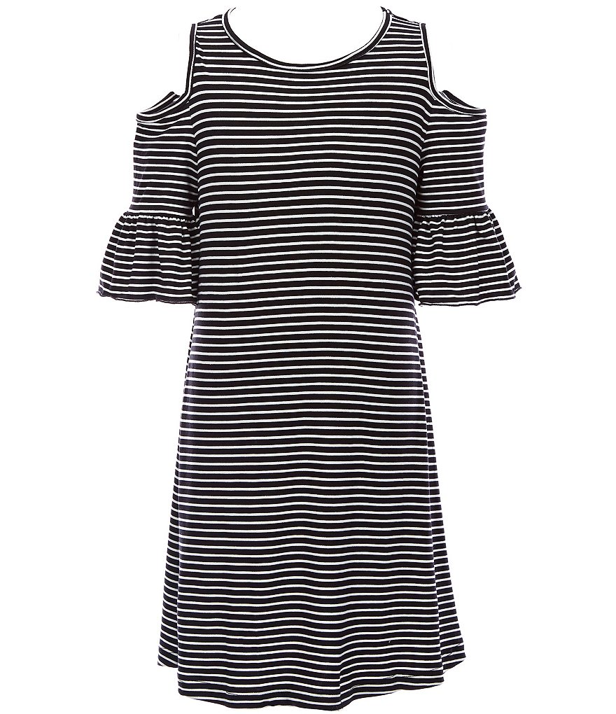 Zunie Big Girls 7-14 Cold-Shoulder Striped T-shirt Dress