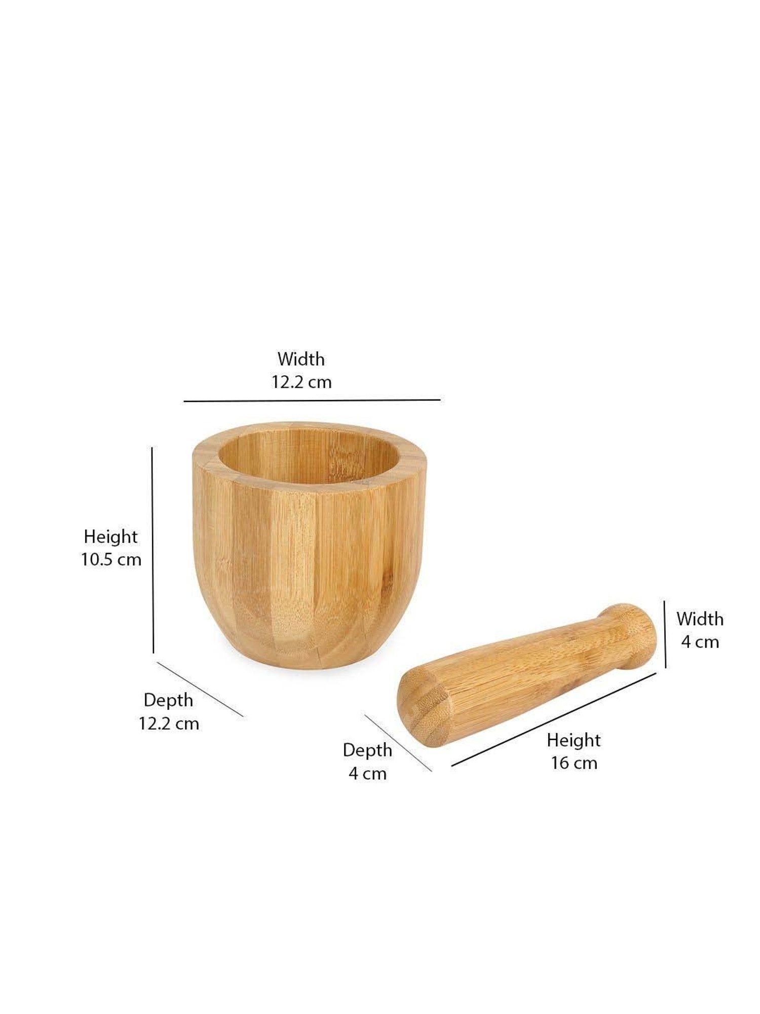 @home Brown Bamboo Mortar with Pestle Set