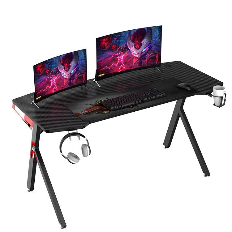 55" Gaming Desk - NEO E-Sports Computer Desk Table with Large Size Ergonomic Surface and K-Shaped Heavy Duty Construction for Home or Office, Computer Workstation