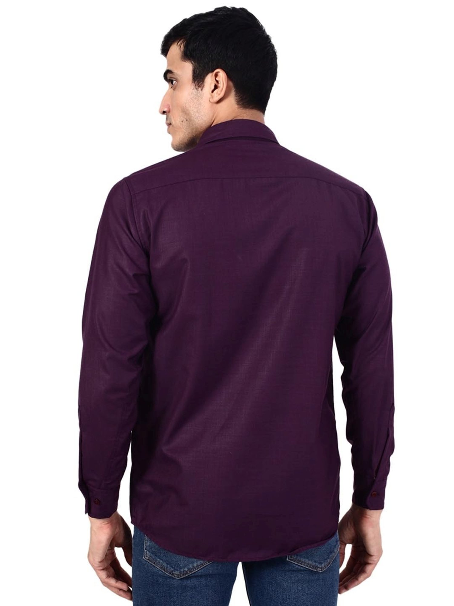 TAHVO Purple Cotton Slim Fit Shirt