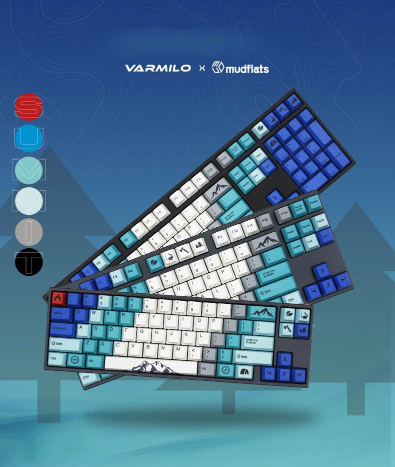 Varmilo  Ergonomic Design, Cool Exterior 87 Keys USB Wired Cable Detachable Cherry MX Mechanical Gaming  Keyboard With White Backlit For Office And Game, PBT Keycaps - VA87M Nordic Summit Verison