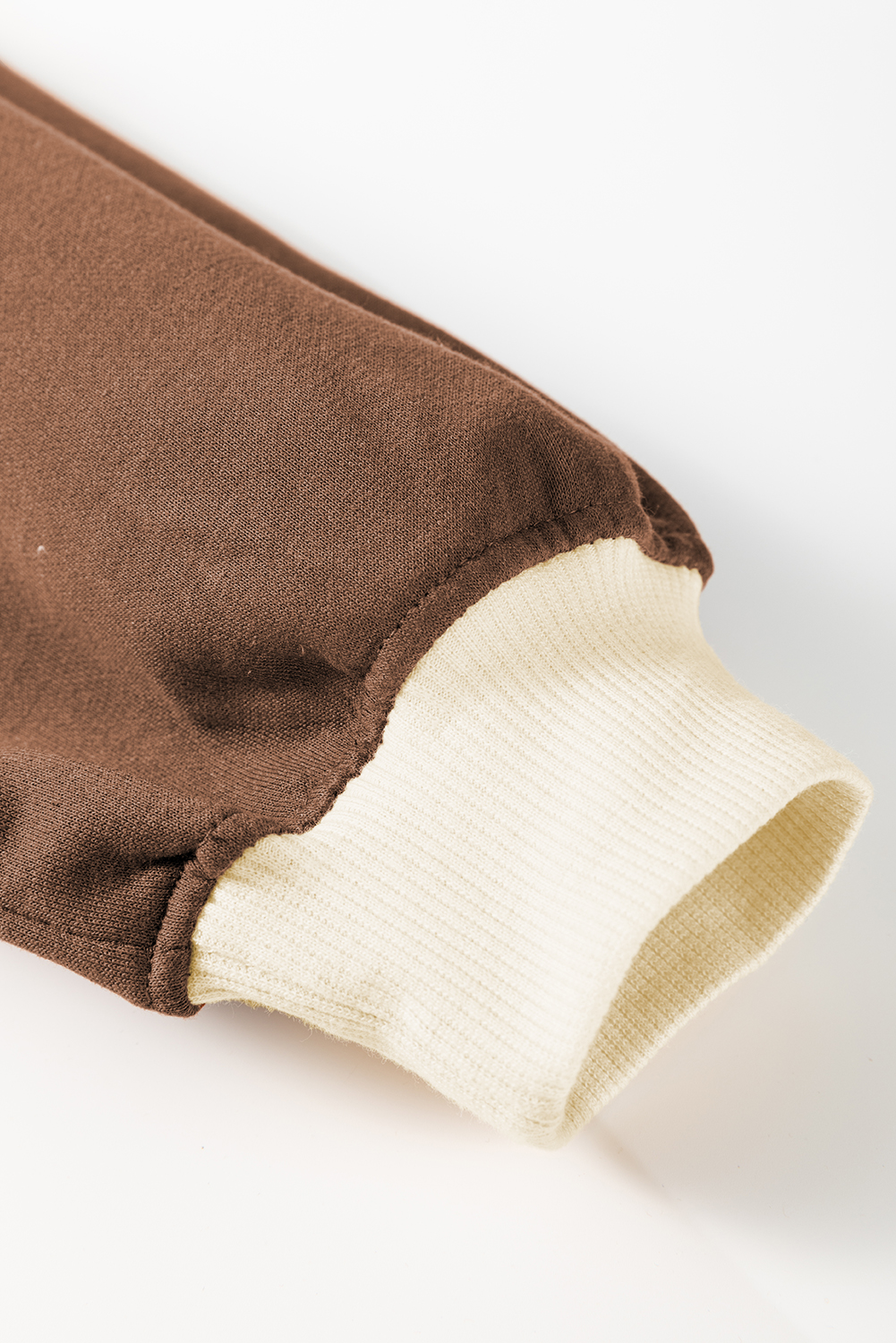 Coffee Contrast Trim Loose Pullover and Lace-up Waist Skort Set