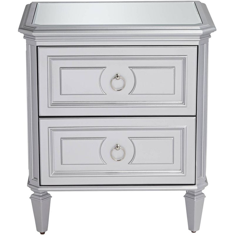 55 Downing Street Aurora 26" Wide 2-Drawer Mirrored and Silver Side Table