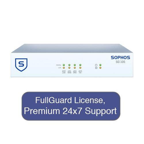 Sophos SG 105 / SG105 Firewall Security Appliance TotalProtect Bundle with 4 GE ports, FullGuard License, Premium 24x7 Support - 1 Year