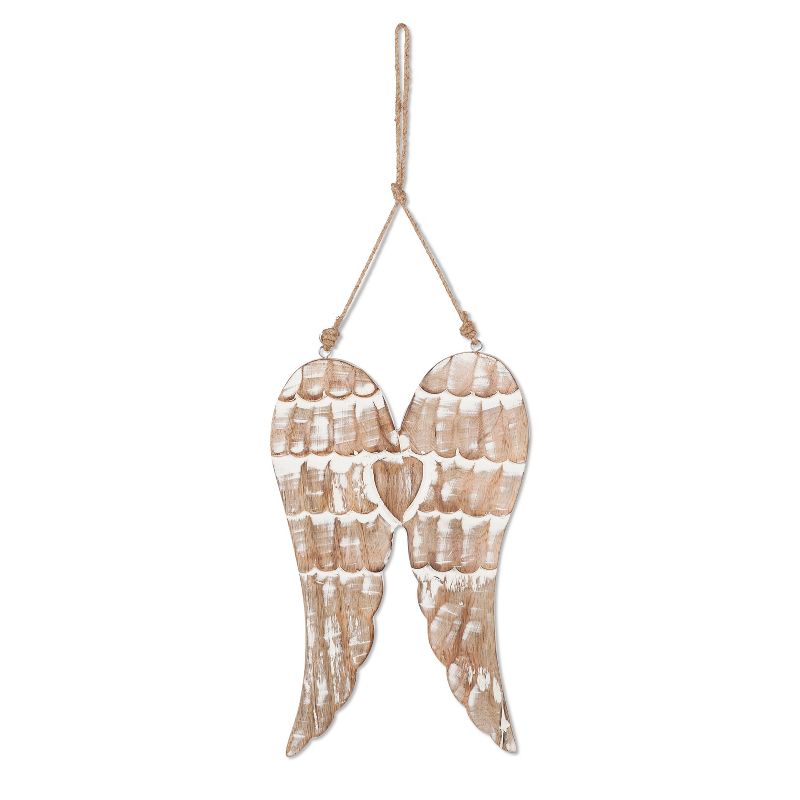 Lone Elm Studios Set of 2 Hanging Mango Wood Angel Wings