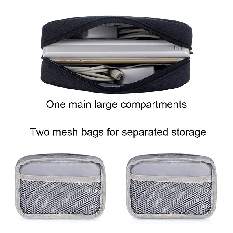 Accessories Bag,Digital Gadget Organizer Case,Nylon Travel Gear Storage Carrying Sleeve Pouch for Cable,USB,Earphones,Portable Hard Drives,Power Banks,Adapters or Camera Accessories