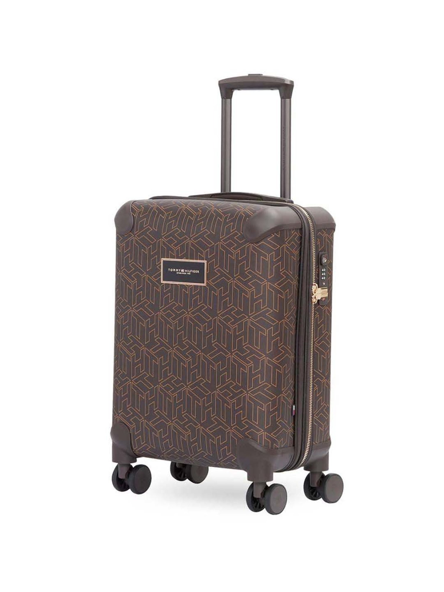 TOMMY HILFIGER Jazz Brown 8 Wheels Small Hard Cabin Trolley Bag