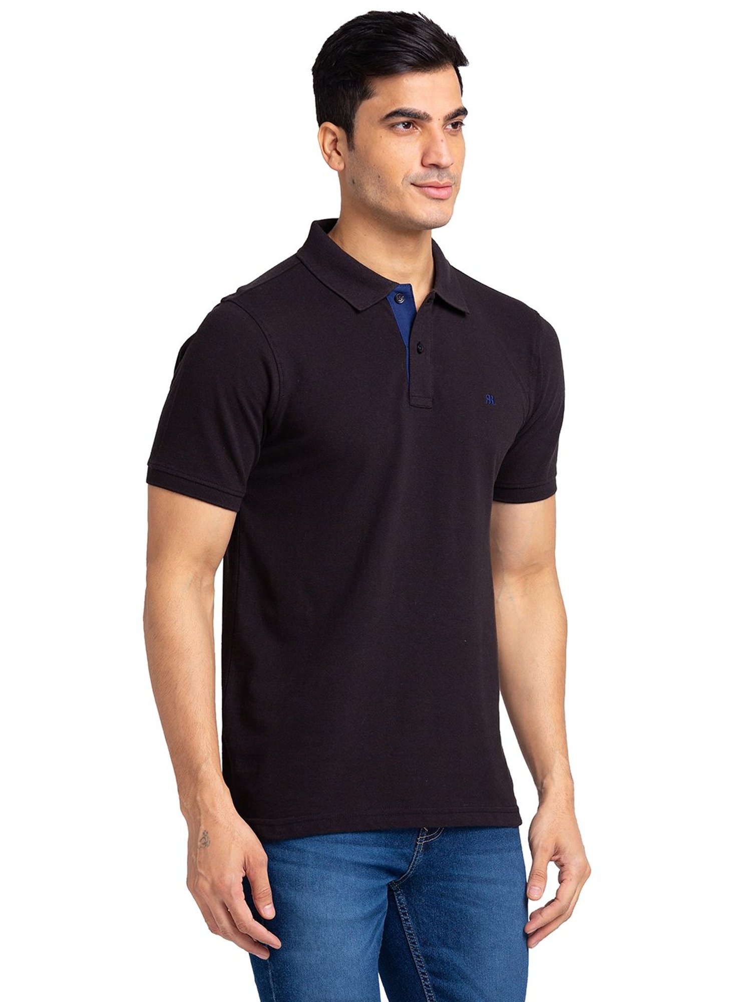 Raymond Black Regular Fit Polo T-Shirt