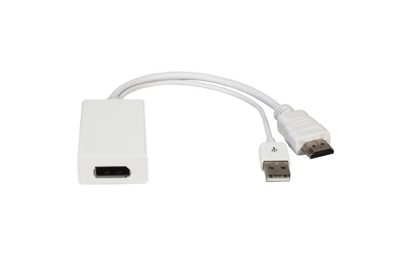 QVS HDMI To DisplayPort 4K Active Video Converter - DisplayPort/HDMI/USB A/V Cable for Computer, Tablet, Audio/Video Device
