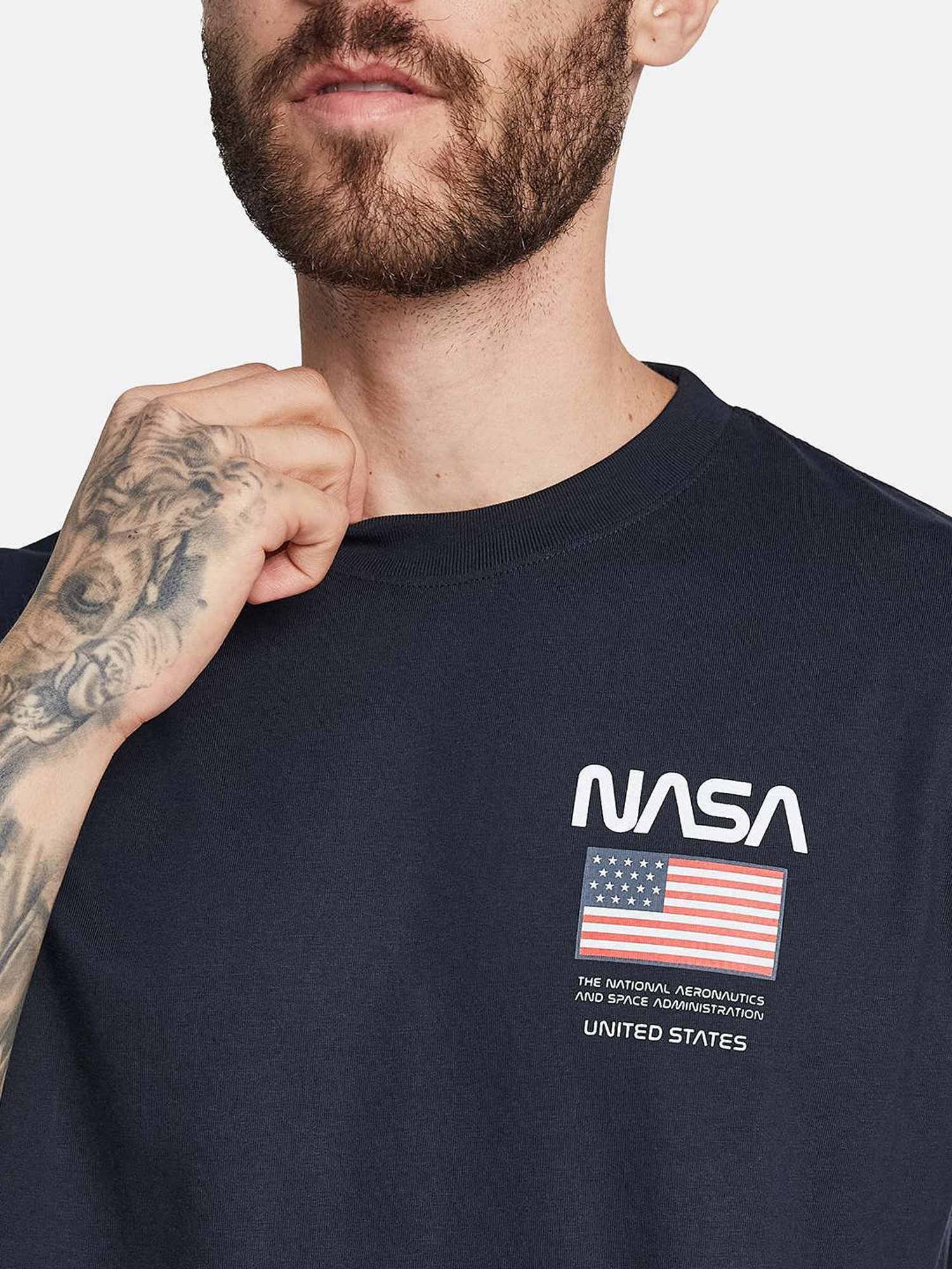 Octave Navy Regular Fit Printed T-Shirt