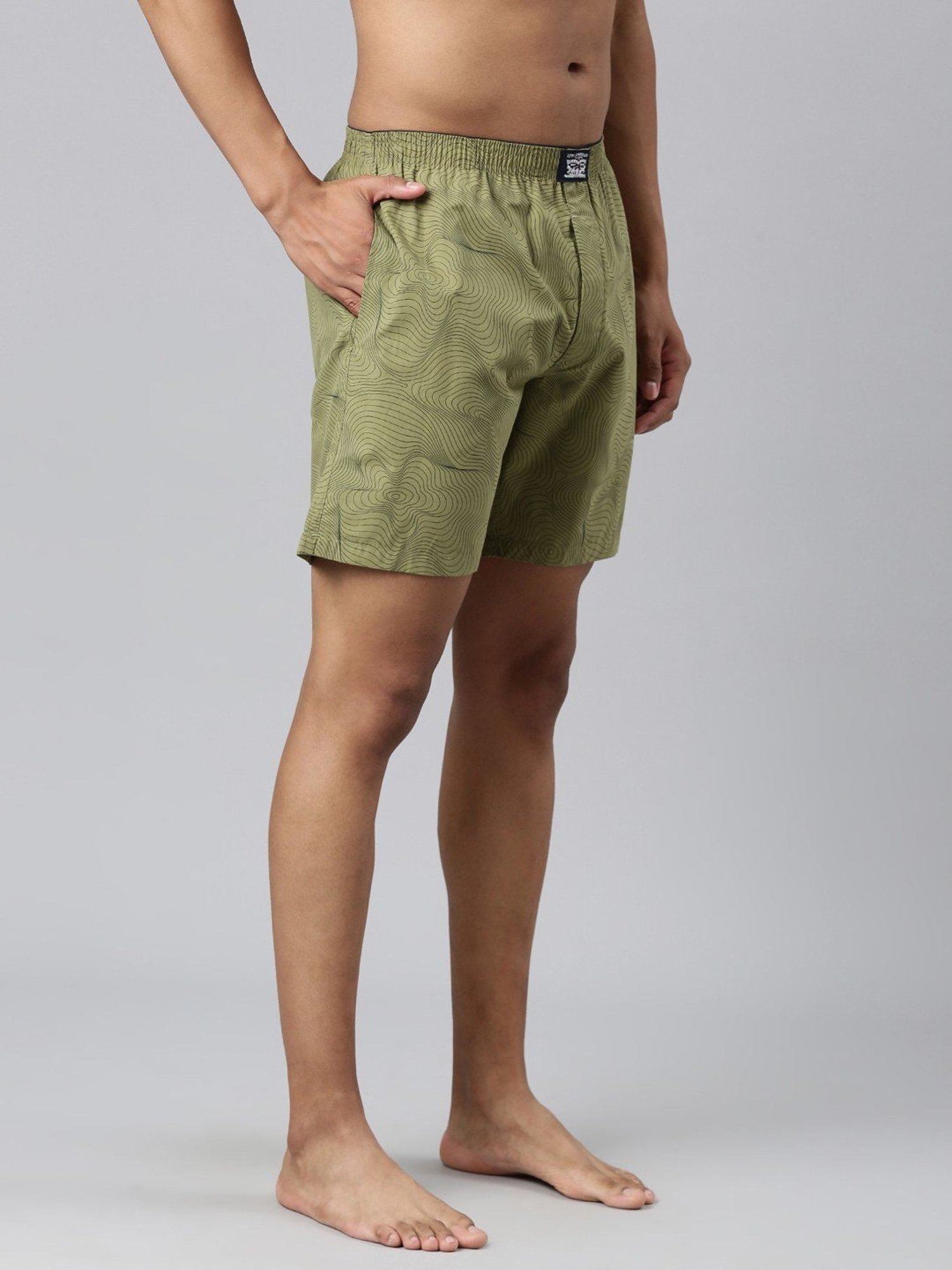 Levi'S Green Pure Cotton Relaxed Fit Printed Shorts