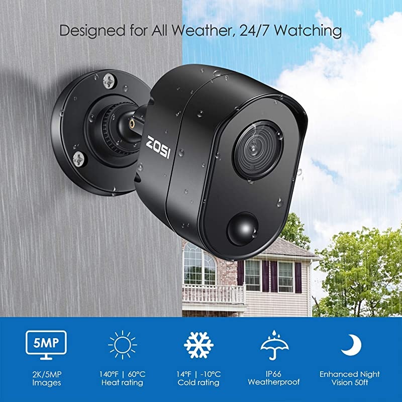 2K 5MP Home Security Camera System Outdoor Indoor, H.265+ CCTV DVR Recorder with Hard Drive 2TB and 8 x 2K(5MP) Surveillance Bullet Camera with PIR Motion Sensor (Heat and Motion), Remote Access