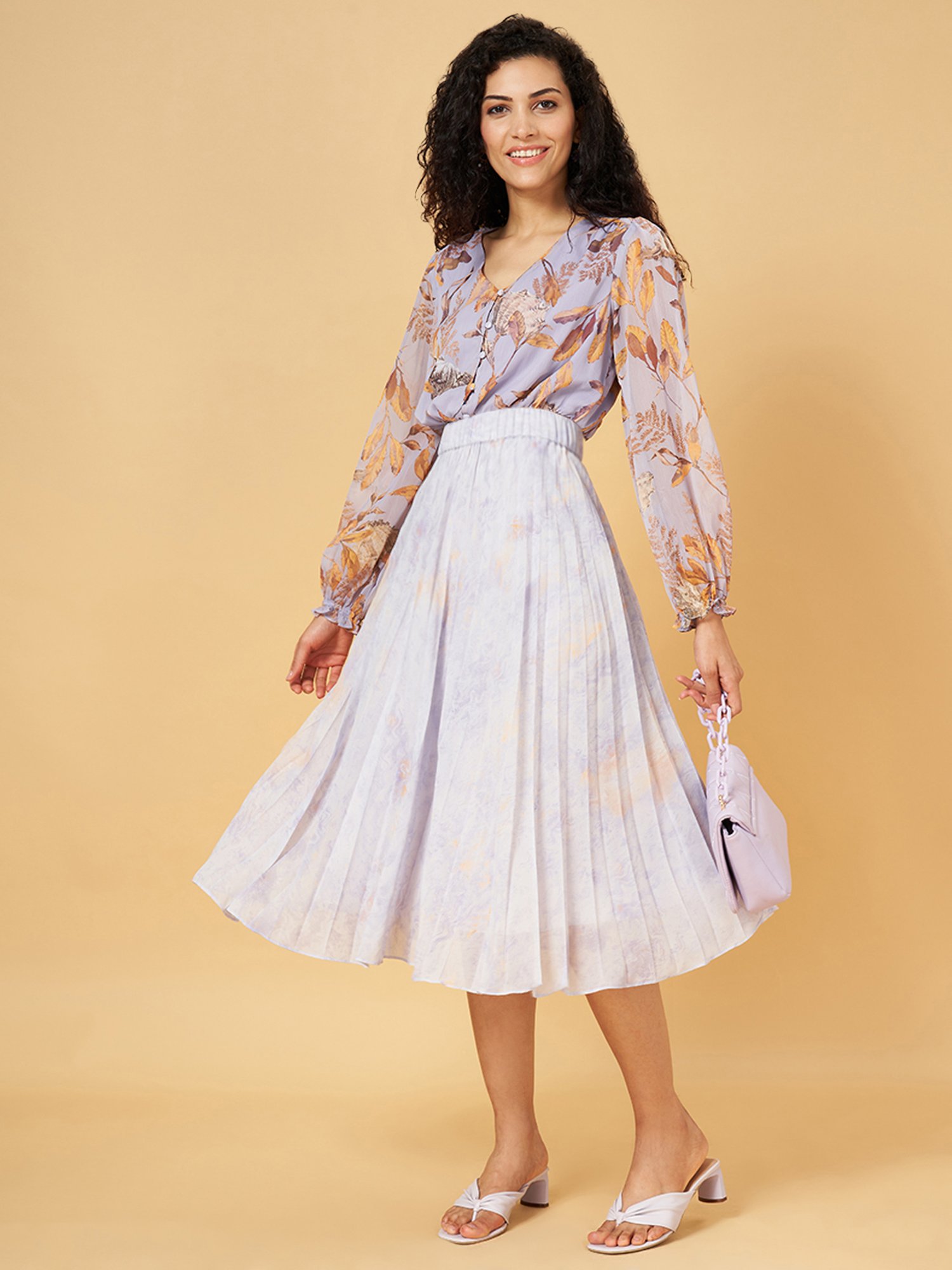 Honey by Pantaloons Purple Printed A-Line Skirt