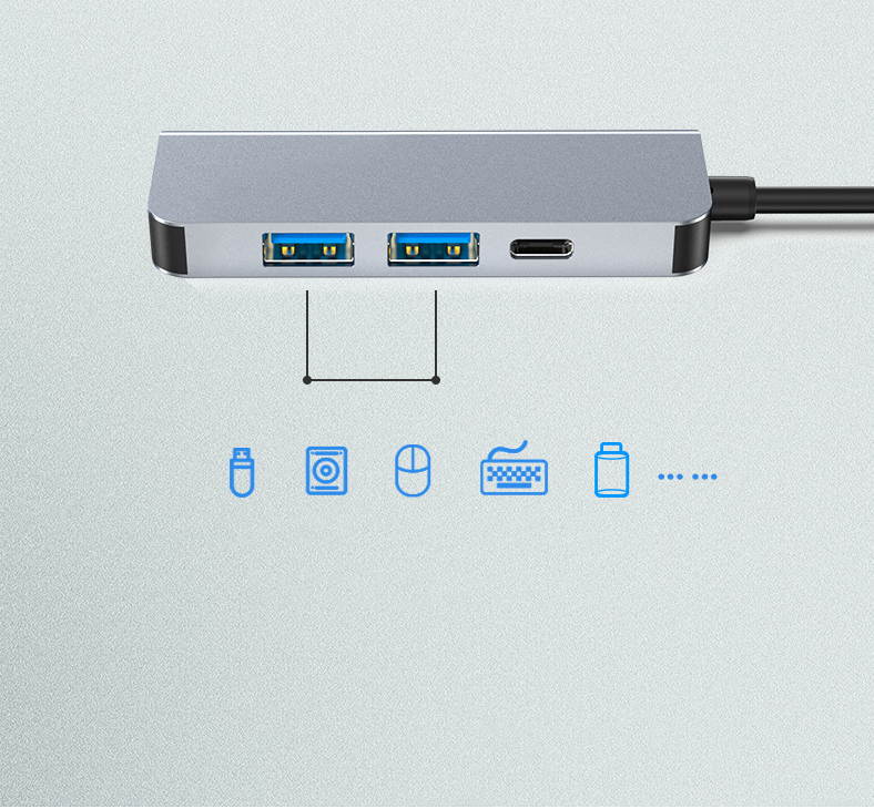 Plugadget Type C Usb Hub 6 In 1 Usb3.0 Otg Adapter 2 Usb C HDMI-compatible Tf Sd Solt Pd Charger Splitter for Macbook Laptops Usbc Hub