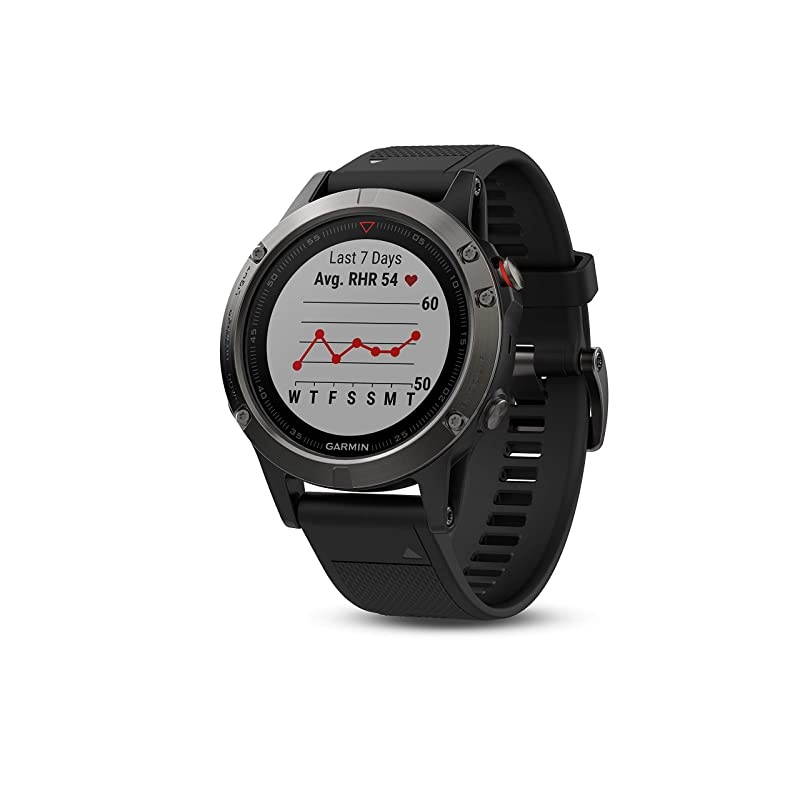 fenix 5, Premium and Rugged Multisport GPS Smartwatch, Slate Gray with Black Band, Renewed