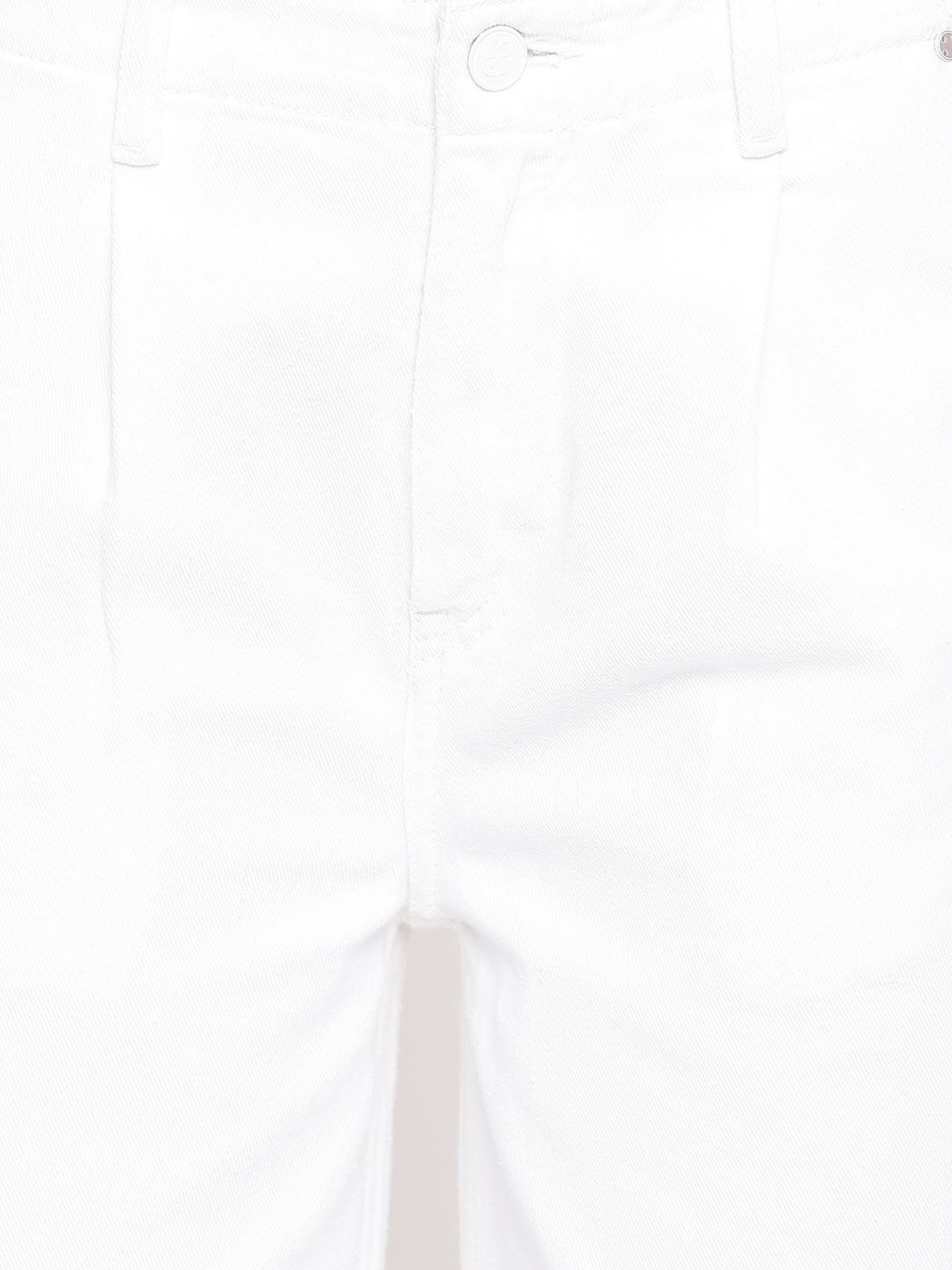 Tales & Stories White Cotton Mid Rise Wide Leg Jeans