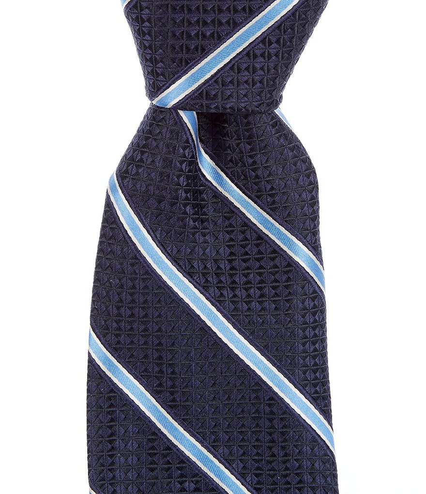 Hart Schaffner Marx Pomona Stripe Traditional 3 1/4#double; Silk Tie