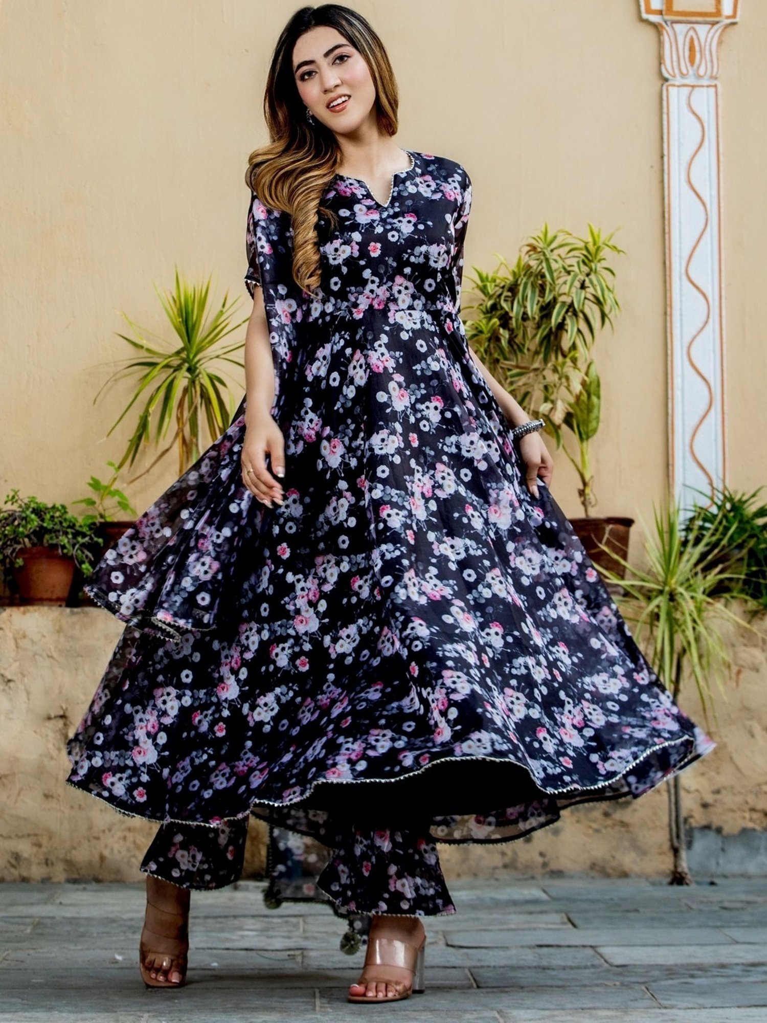 HOUSE OF JAMOTI Blue Printed Kurta Pant Set With Dupatta