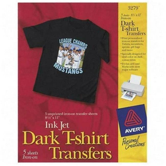 Avery Dennison Dark T-Shirt Transfers Letter 8.5 Inch x 11 Inch Matte 5 Transfers Iron-on Transfer 3279