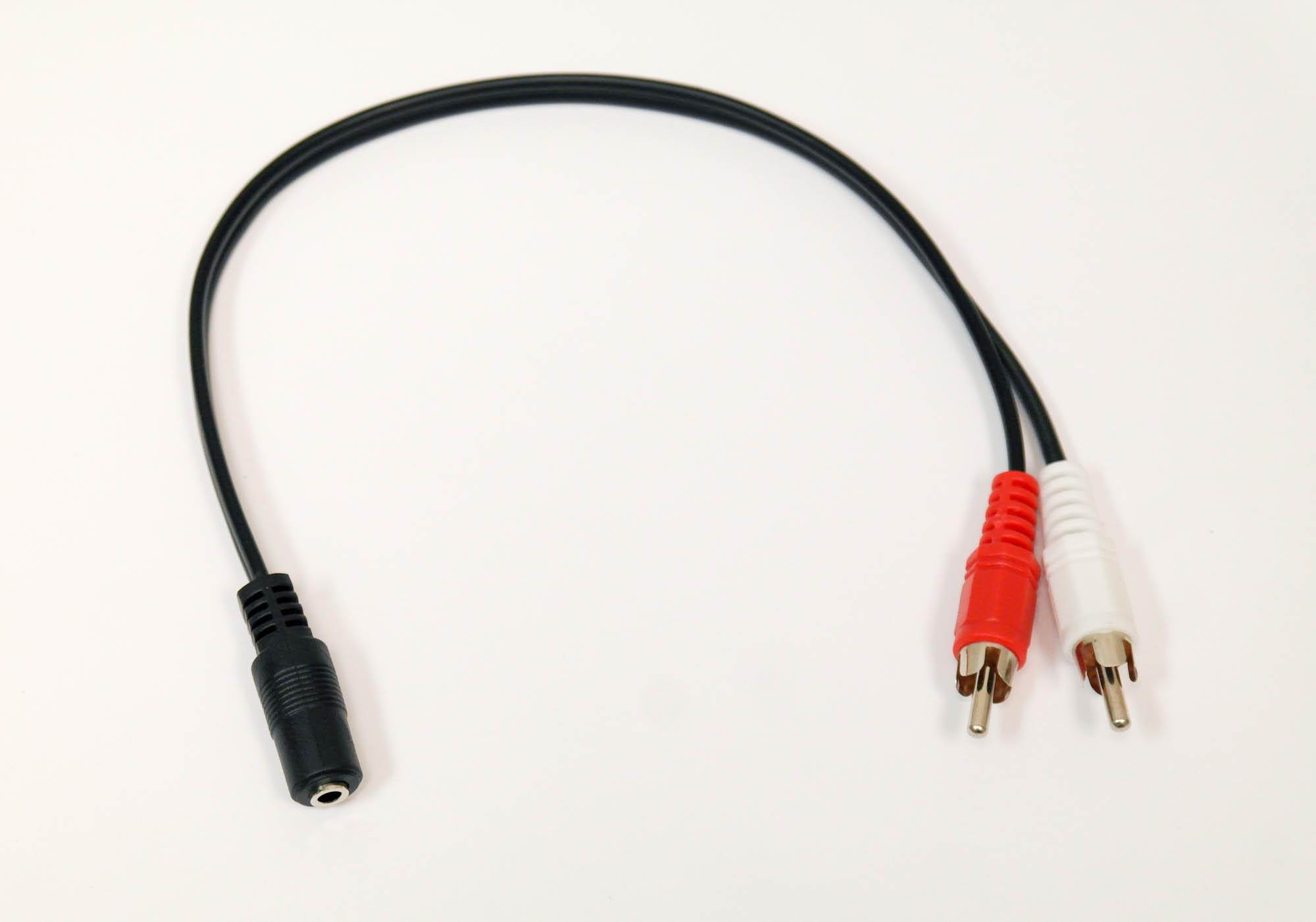 3.5mm Female Jack to 2 RCA Male Plug Audio Y Splitter Cable by Mars Devices