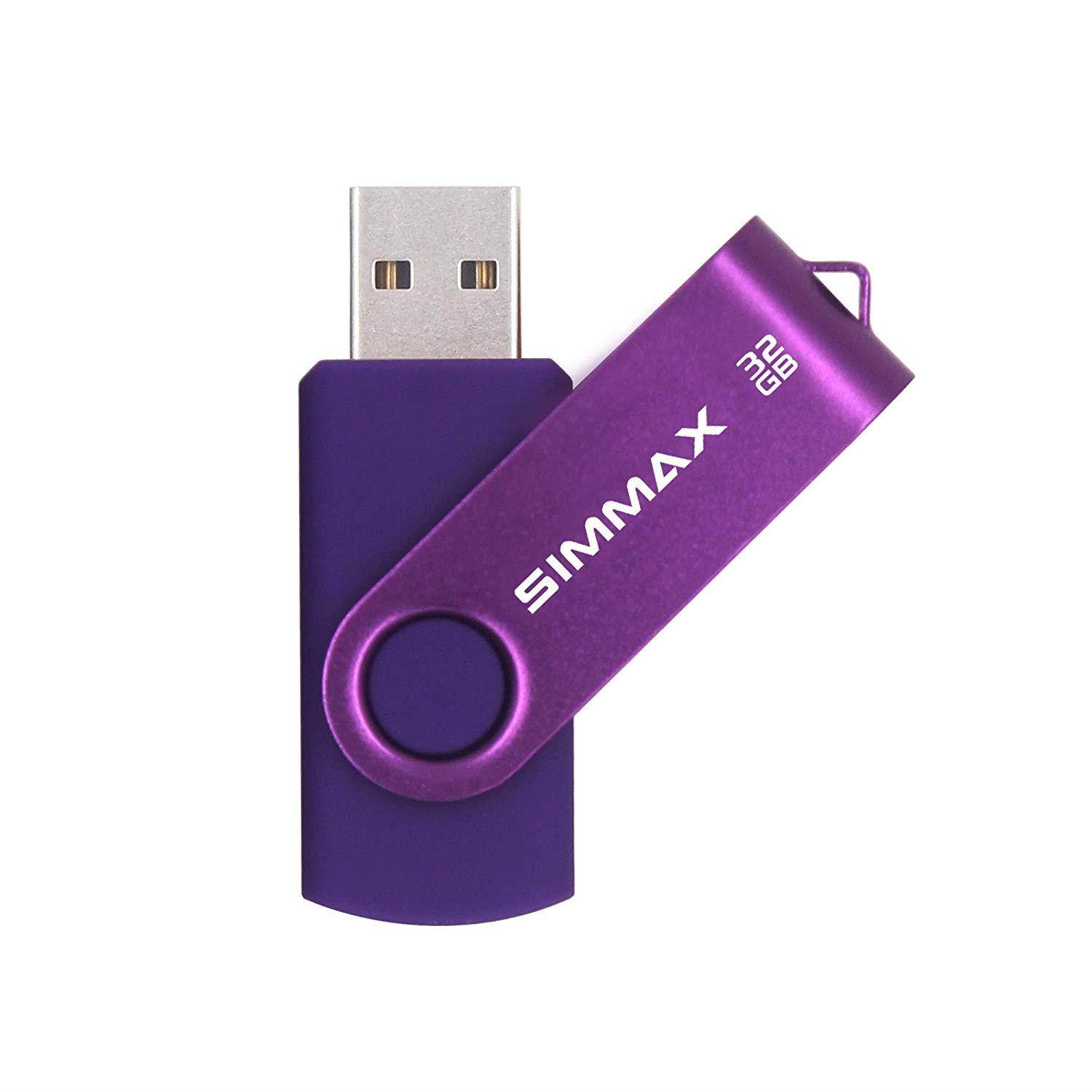 SIMMAX USB Flash Drives 5 Pack 32GB Memory Stick Swivel Design USB 2.0 Flash Drive Thumb Drive Zip Drives (32GB Blue Green Black Red Purple)