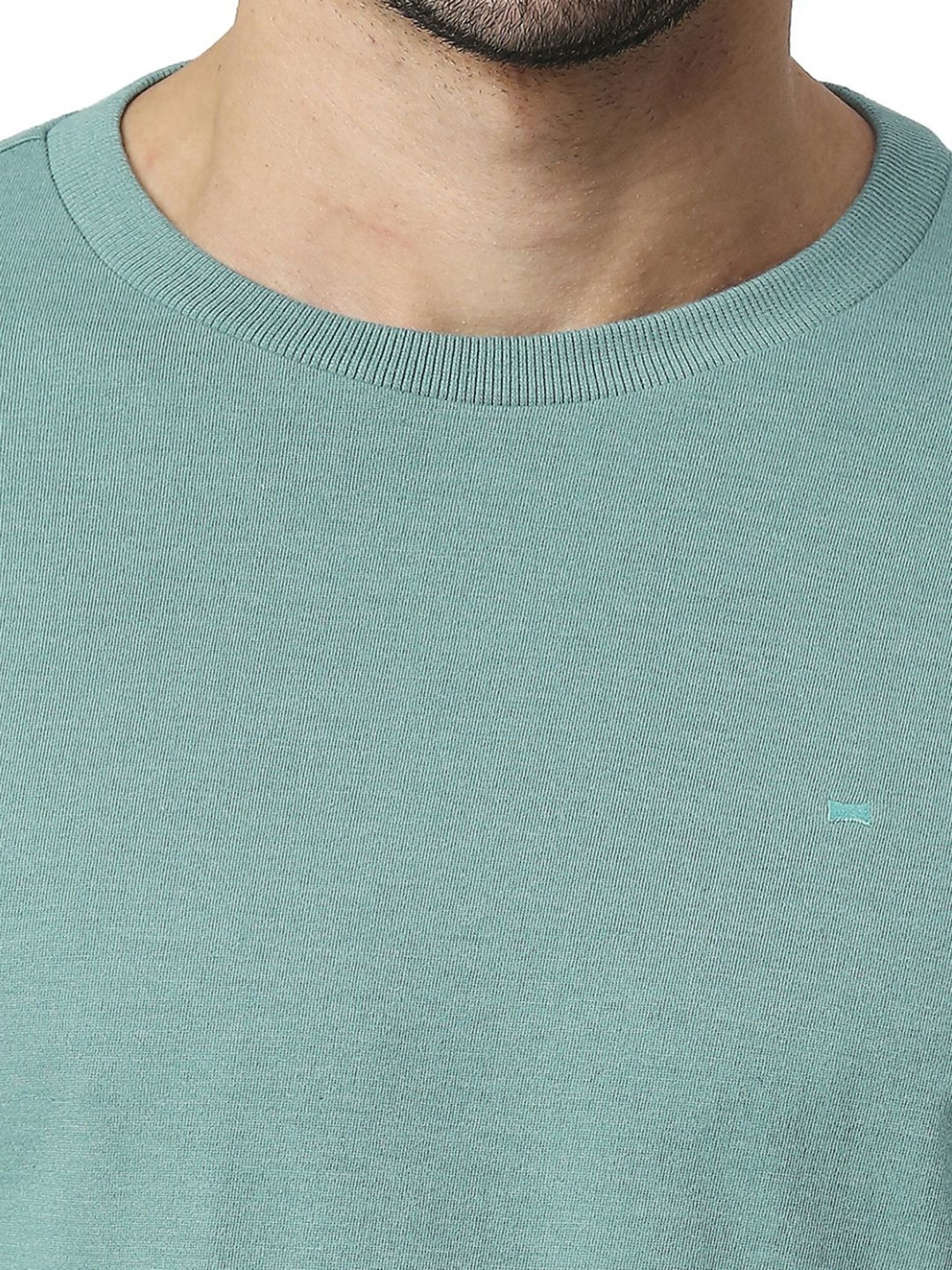 Basics Green Slim Fit Printed T-Shirt