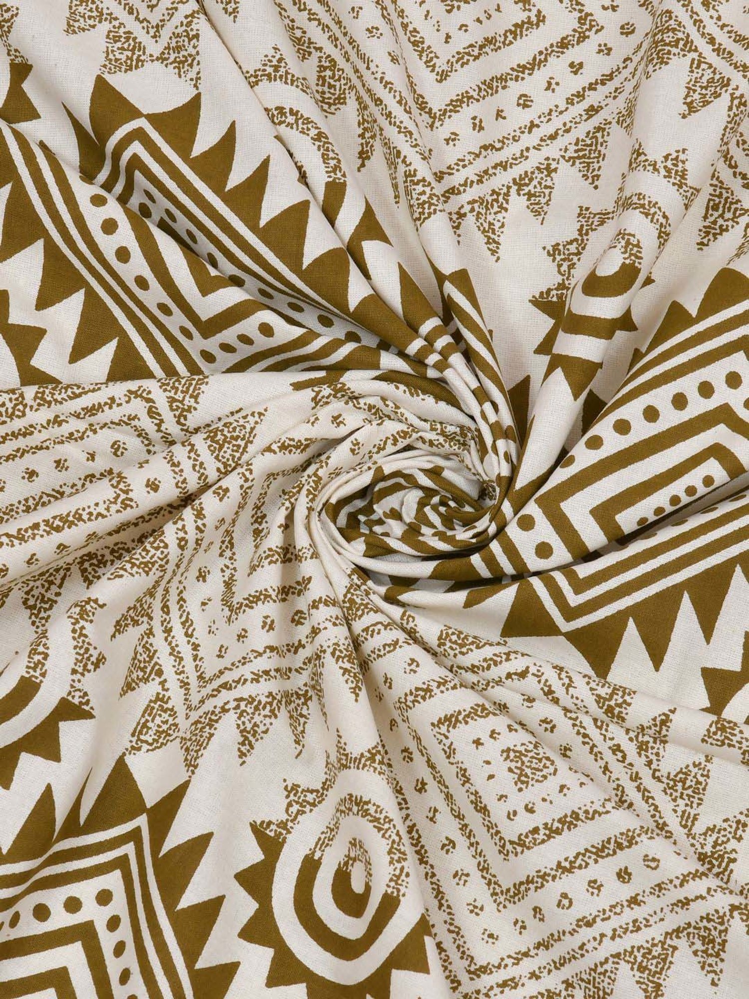 Aapno Rajasthan Sand Dunes Green & White Cotton 140 GSM Double Bedsheet With 2 Pillow Cover