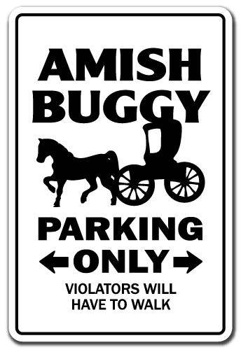 AMISH BUGGY Parking Decal horse carriage religious mennonite church