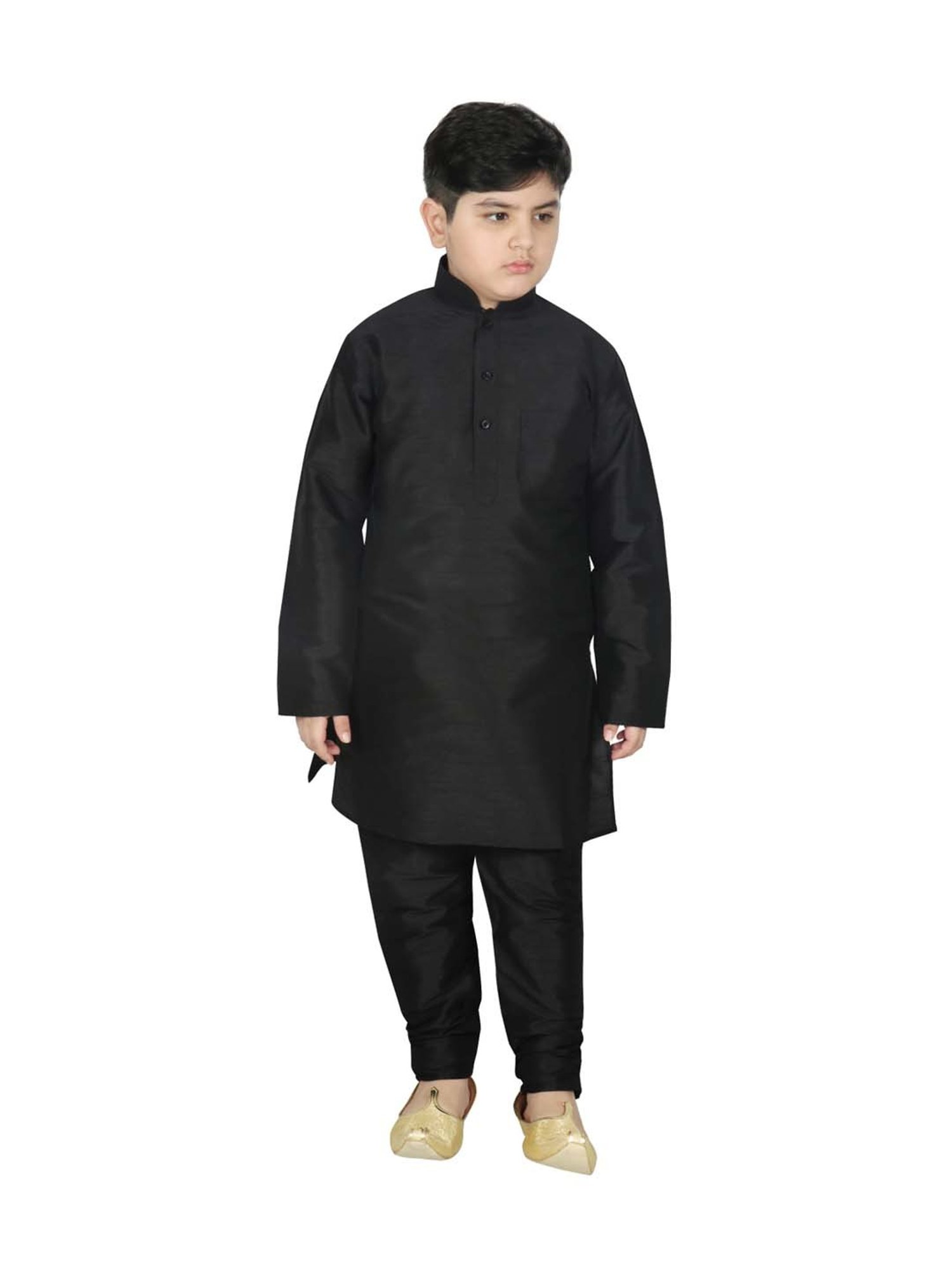 SG Yuvraj Kids Navy & Black Printed Full Sleeves Kurta Set