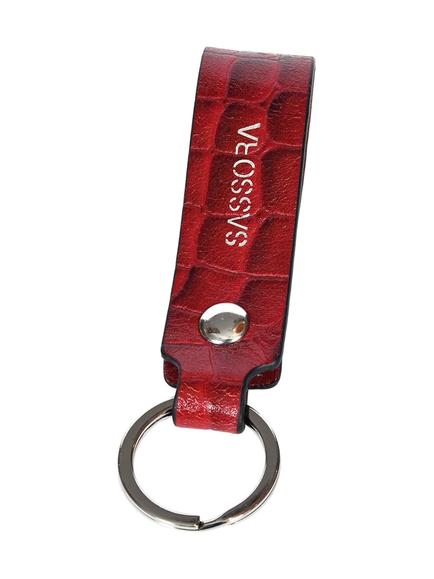 SASSORA Red Leather Keychain Key Ring Holders Anniversary Gift, Birthday Gift - Pack of 2