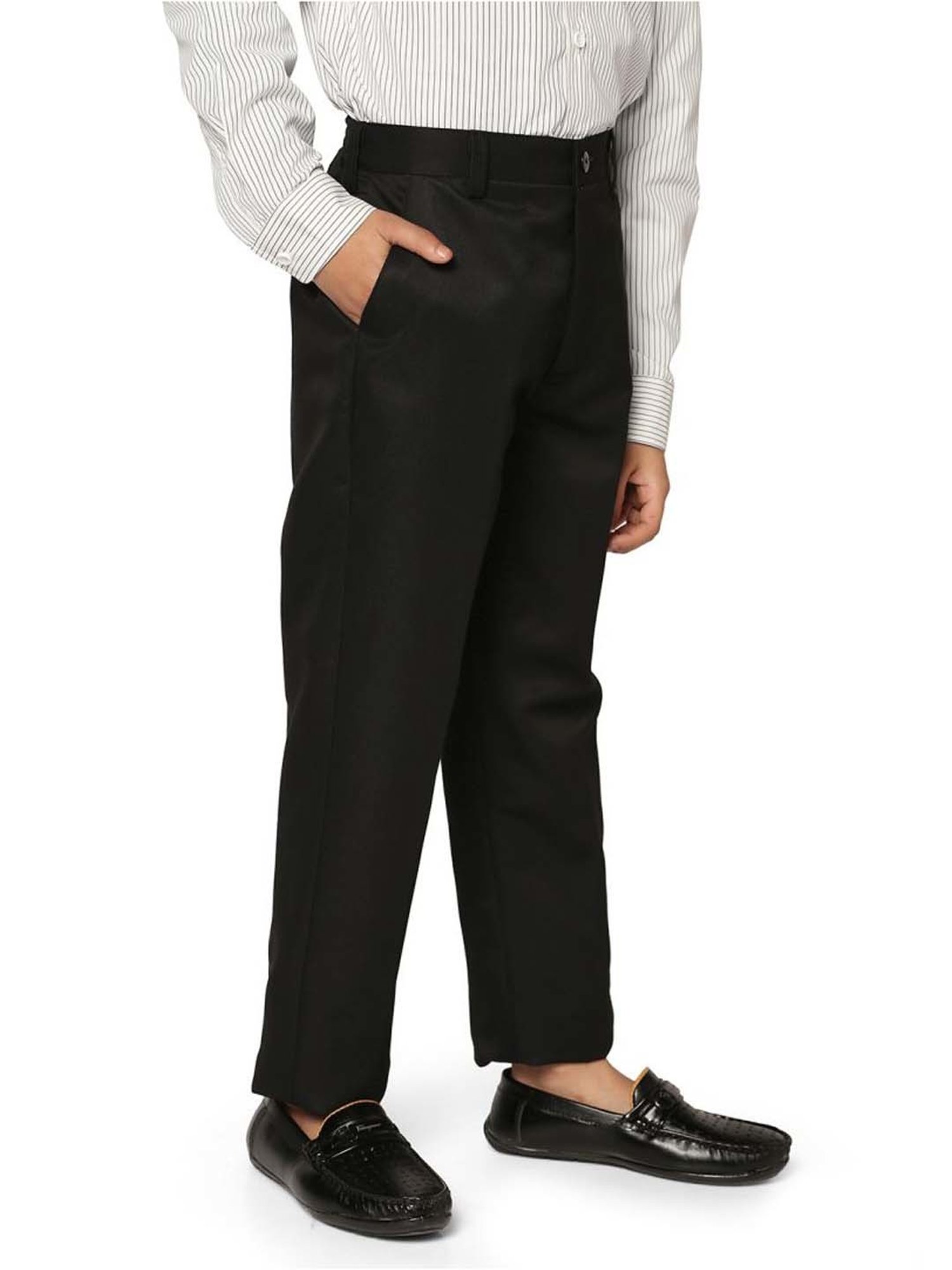 TAHVO Boys Black Slim Fit Trousers
